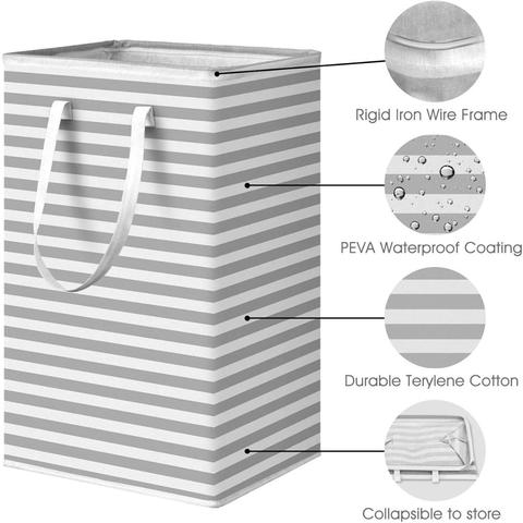 Cesta de ropa sucia de 75L, cesta grande de almacenamiento de ropa con mango extendido para almacenamiento, cesta de juguetes en el dormitorio, cesto plegable ► Foto 1/6