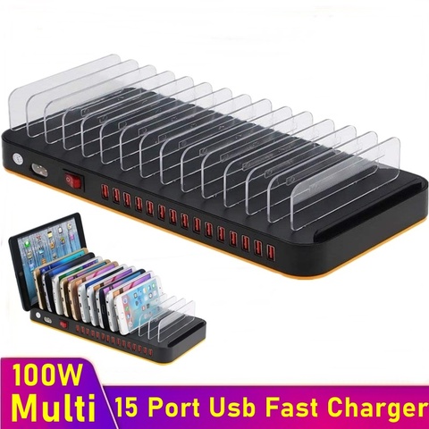 Tongdaytech-cargador rápido multiusb de 100W, estación de carga rápida con 15 puertos USB para teléfono Iphone, Samsung, Huawei y Xiaomi ► Foto 1/6