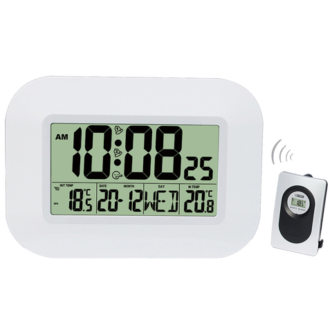 Número grande LCD Reloj de pared Digital mesa escritorio reloj despertador con temperatura humedad higrómetro Snooze calendario ► Foto 1/6