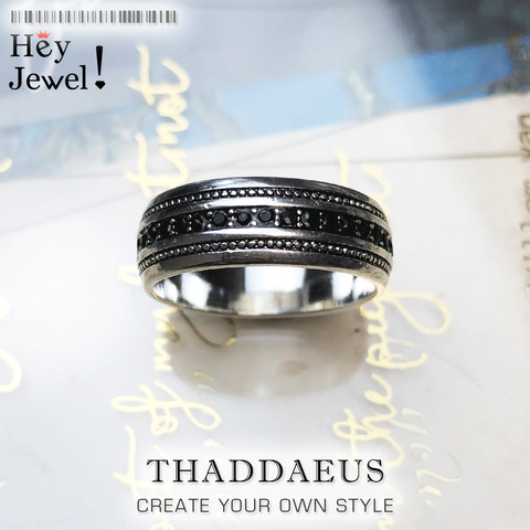 Anillo negro CZ Lane, joyería Vintage de estilo europeo joyería buena para hombres y mujeres, 2022 regalo en plata de ley 925, Super Deals ► Foto 1/6