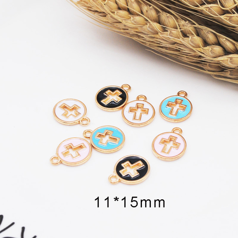 30 unids/lote Color caramelo Cruz aceite gota encantos DIY pulsera COLLAR COLGANTE joyería hecha a mano ► Foto 1/6
