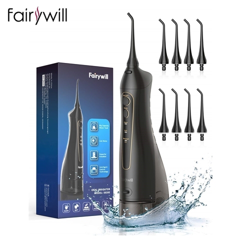 Fairywill-limpiador Dental con agua, irrigador Oral recargable de gran capacidad, tanque de agua Dental portátil, limpiador Dental resistente al agua, 300ML ► Foto 1/6