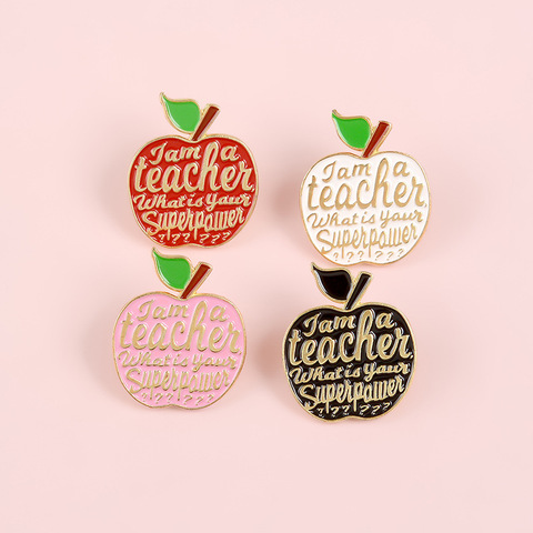 PIN esmaltado de 4 estilos de manzana, broche de insignia superpotente para maestro, bolsos de tela vaquera, insignias de Fruta de dibujos animados, regalos de joyería para profesores ► Foto 1/6