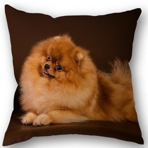 Funda de algodón de lino con forro de perro pomeraniano, funda de almohada cuadrada con cremallera, 45x45cm, funda decorativa para cojín de boda, nueva ► Foto 1/6