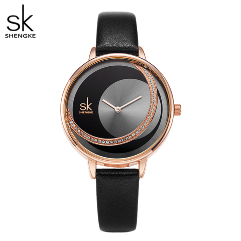 Shengke-Reloj de pulsera de cuarzo para Mujer, cronógrafo de cristal, de cuero, Original, creativo ► Foto 1/6