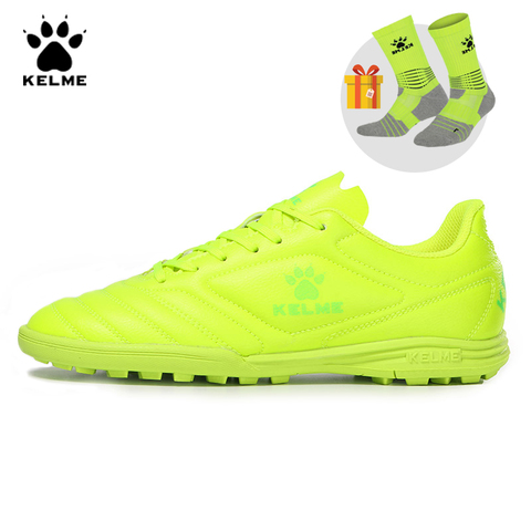 KELME-botas de fútbol profesional para hombres, zapatos originales, tacos TF fluorescentes, color amarillo, 871701 ► Foto 1/6
