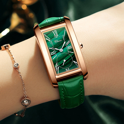 CHENXI-reloj de cuarzo de lujo para mujer, accesorio de marca superior, elegante, verde malaquita, informal, de cuero, resistente al agua, femenino ► Foto 1/6