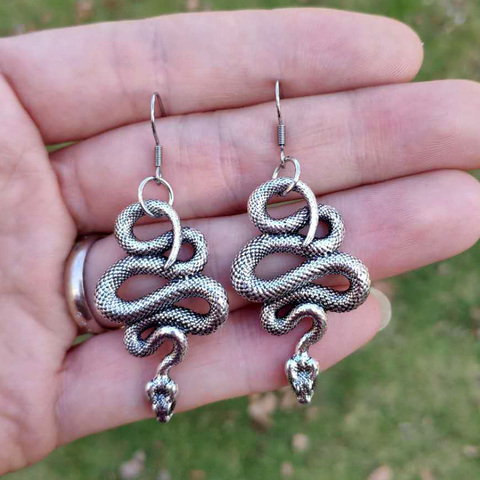 Pendientes colgantes de serpiente Vintage, pendiente de serpiente, joyería pagana ► Foto 1/3