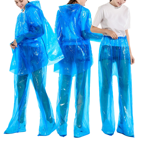 Chubasquero dividido desechable para adultos, conjunto impermeable transparente con capucha, traje de protección, ropa de protección de seguridad ► Foto 1/6