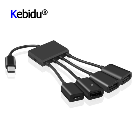 OTG 3/4 puertos tipo-C 3,1 Hub portátil de carga de alimentación Hub adaptador de conector de Cable tipo C Hub 3 puerto USB 2,0 HUB Micro USB ► Foto 1/6