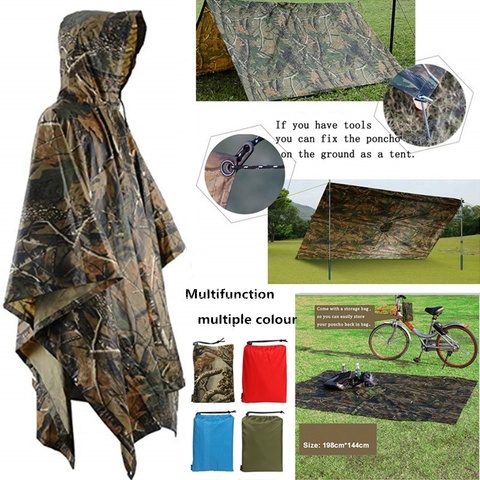 Mochila con chubasquero multifuncional 3 en 1, cubierta para la lluvia, Poncho para senderismo y ciclismo, tienda impermeable para acampar al aire libre, tienda de sombra, Alfombra de Picnic ► Foto 1/6