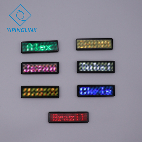 Bluetooth LED nombre insignia publicidad usb nombre etiqueta signo insignia 7 colores aplicación móvil cambio programa recargable portátil led insignia ► Foto 1/6