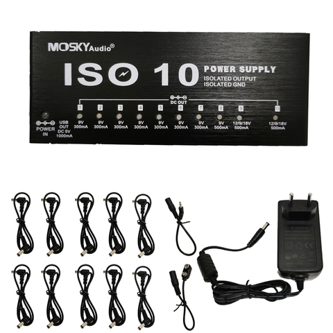 MOSKY ISO-10 Pedal de efectos de guitarra de alimentación de 10 aislado DC los productos y una salida USB de 5V 9V 12V 18V efectos de guitarra ► Foto 1/6