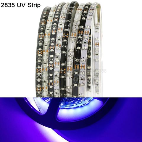 5m 12V ultravioleta UV LED de IP20 IP65 impermeable 395nm/60 /120 leds/m 2835 SMD LED Luz de tira PCB negro blanco de fluorescencia ► Foto 1/6