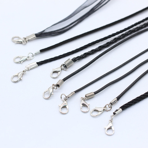 10p 43cm PU Cadena de cuero cuerdas trenzadas de cera gargantilla collar colgantes cordón langosta cierre cuerda para DIY joyería pulsera collar ► Foto 1/4