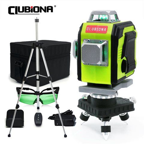CLUBIONA-Nivel láser de línea 3D autonivelante, batería de 4000mAh, Rayo verde, Cruz Horizontal y Vertical, para mando a distancia ► Foto 1/6