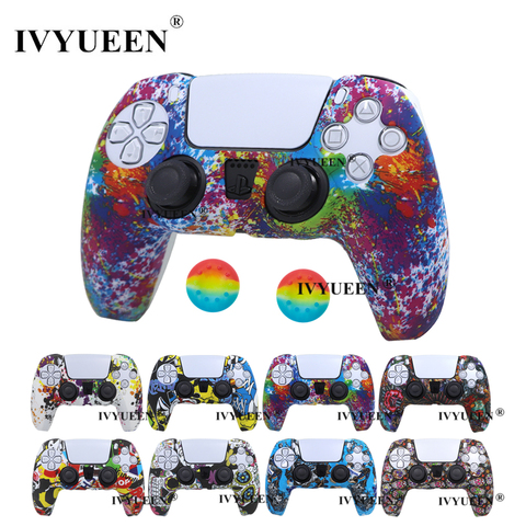 IVYUEEN-funda de silicona con impresión de transferencia al agua para PlayStation 5, PS5, protección de controlador, piel para DualSense, Gamepad, empuñaduras ► Foto 1/6