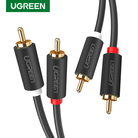 Ugreen 2RCA a 2 RCA macho a macho Cable de Audio chapado en oro RCA Cable de Audio Cable 2m 3m 5m para DVD o Cine en Casa TV amplificador CD caja de resonancia ► Foto 1/6