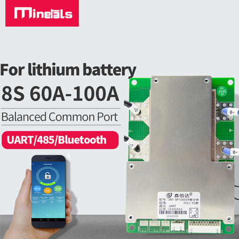 LiFePo4-BMS Bluetooth 8S, puerto común con pantalla de batería de ordenador superior inteligente, Placa de protección 100A ► Foto 1/6