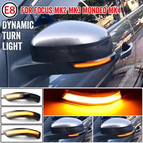 Luz LED de señal de giro dinámica para coche, luces intermitentes con indicador secuencial de espejo retrovisor lateral para Ford Focus 2 3 Mk2 Mk3 Mondeo Mk4, color negro ► Foto 1/6