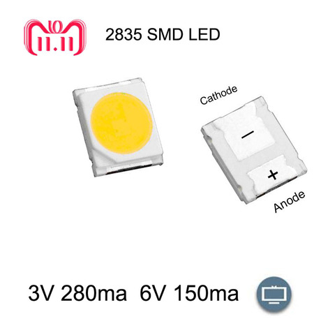 100 unids/lote 3528, 2835 3V SMD LED de 1W blanco frío 100LM para TV/retroiluminación LCD ► Foto 1/3