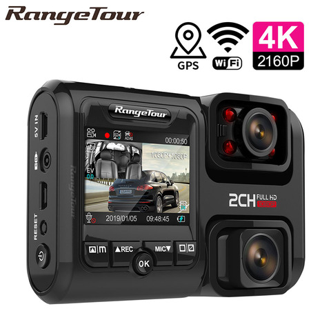 4K 2160P WIFI GPS Dual de la lente del coche DVR Novatek 96663 Chip Sony IMX323 Sensor de visión nocturna Cámara Dual cámara de salpicadero de D30H ► Foto 1/6