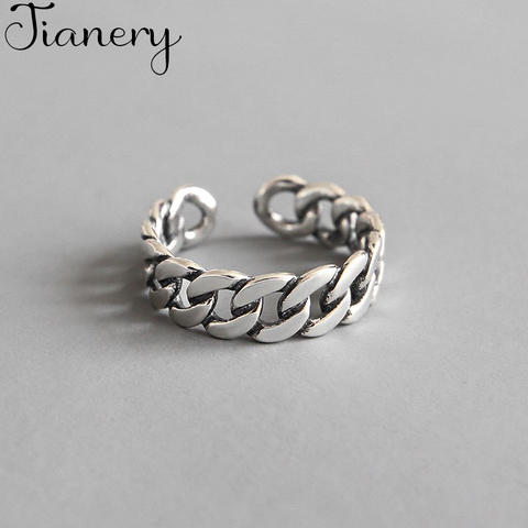 JIANERY-anillos de cadena hueca para mujer, de Color plateado moderno, joyería de novia casamiento compromiso, anillos antiguos de gran apertura ► Foto 1/6