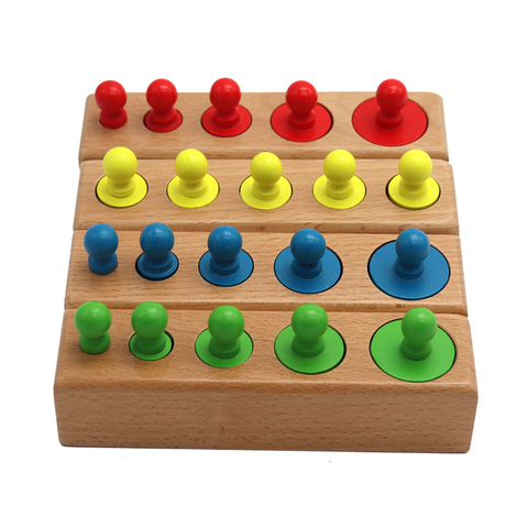 Rompecabezas de cilindro Montessori para niños, juguete educativo de madera para el desarrollo del bebé, práctica y sensespreescolares ► Foto 1/6