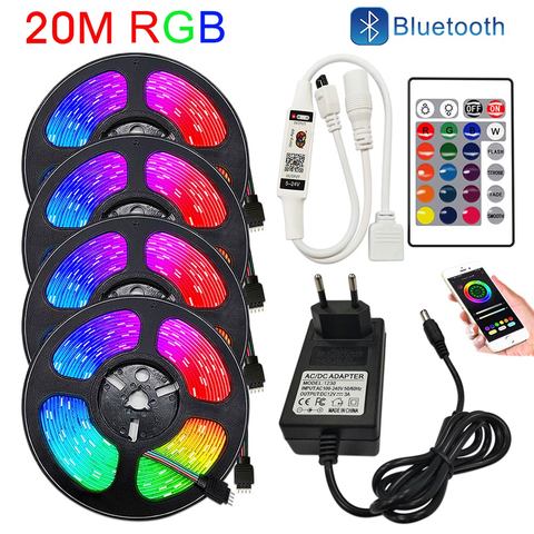 Tira de luces LED con WiFi para habitación, cinta de diodos RGB Flexible, lámpara de cinta, 20 m, 15 m, 5 m, 10 m, 12v ► Foto 1/6