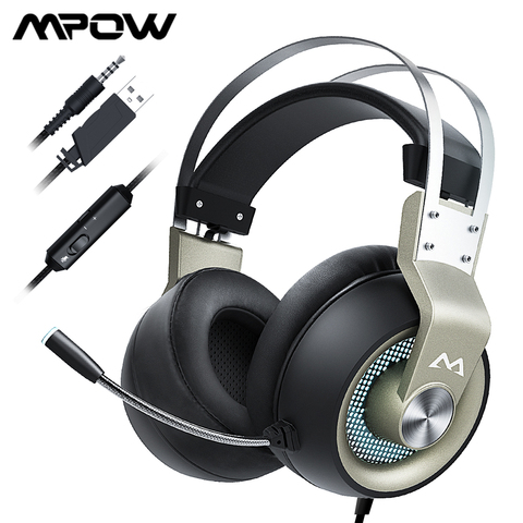 Mpow-auriculares EG3 Pro para videojuegos, cascos con sonido envolvente y micrófono con cancelación de ruido, para iPad, PS4, PC, portátil y Tablet ► Foto 1/6