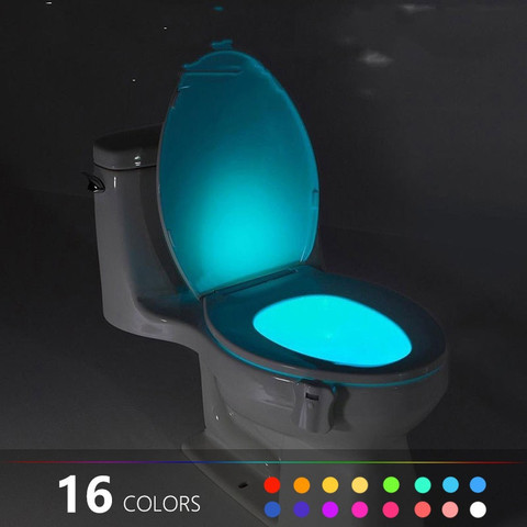 Luz de fondo de Color 16/8 para inodoro, luces de asiento de inodoro con Sensor de movimiento, luz LED de noche para baño inteligente ► Foto 1/6