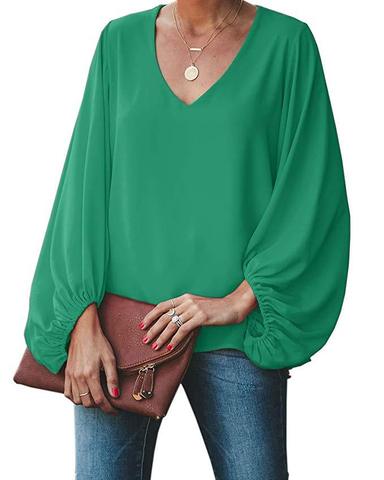 Blusa de chifón de talla Grande para Mujer, camisa Grande 5xl y 4xl, color Verde, talla Grande ► Foto 1/6