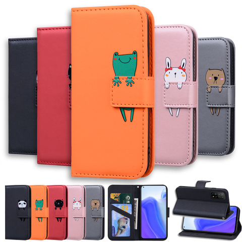 Animal de cuero Flip funda de teléfono para Xiaomi POCO X3 NFC Redmi Nota 9 9S 9A 9C 7 8 8T 7A 8A Mi 10T 9T Pro titular de la tarjeta de la cubierta ► Foto 1/6