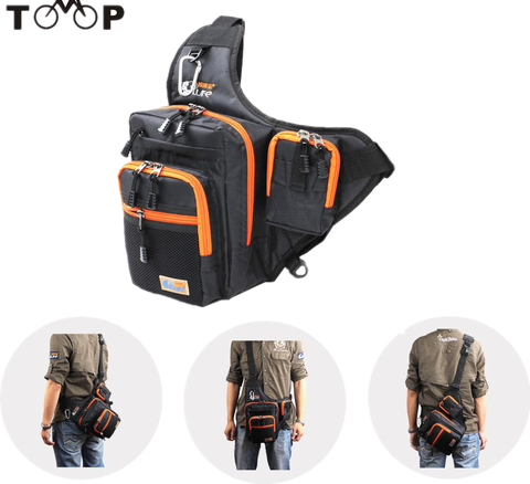 ILure impermeable de lona Pesca bolsa Multi-propósito bolsa al aire libre carrete señuelo de Pesca aparejos de Pesca bolsa verde/naranja/negro ► Foto 1/6