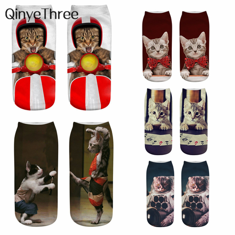 Calcetines con estampado 3D de gato para hombre y mujer, calcetín Unisex con estampado divertido de personaje, a la moda, con dibujos animados de gato, astronauta, Bóxer, 2022 ► Foto 1/6