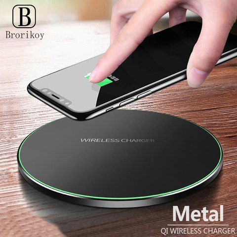 Cargador inalámbrico rápido Qi, almohadilla de metal ultrafina, cargador inalámbrico rápido de 10W para iPhone 11 Xs Max Samsung S8 S9 Note8 9 ► Foto 1/6