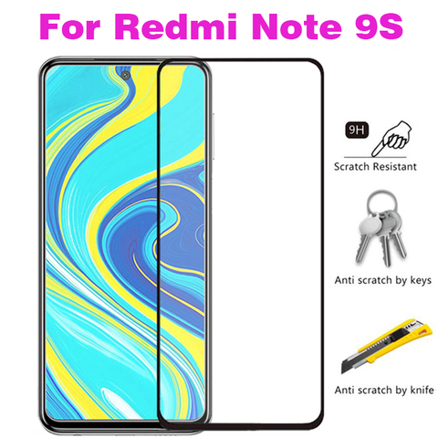 Vidrio templado para Xiaomi Redmi Note 9S, película protectora de pantalla completa, pegamento 3D, 2 uds. ► Foto 1/6