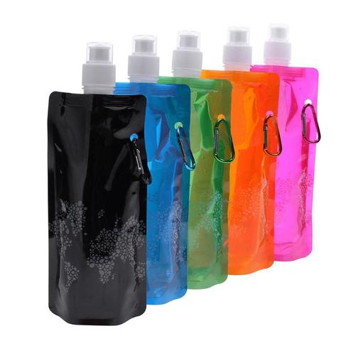 Bolsa de agua de silicona plegable ultraligera portátil, bolsa de botella de agua, suministros para deportes al aire libre, senderismo, Camping, Frasco blando, bolsa de agua ► Foto 1/6