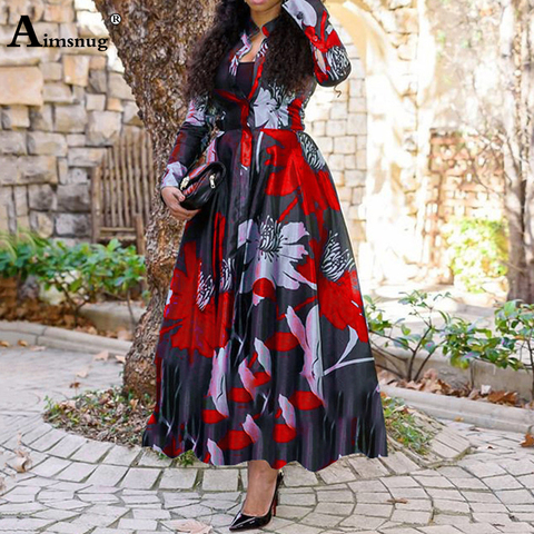 Vestido largo femenino de otoño con cuello redondo, traje elegante de talla grande 4XL y 5XL para mujer, Estilo Vintage, bohemio, 2022 ► Foto 1/5