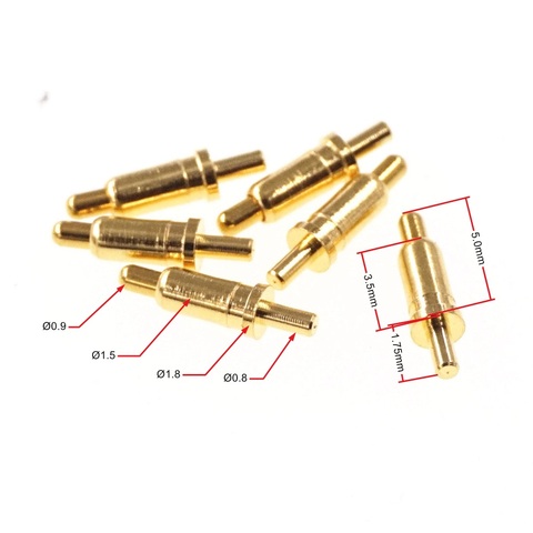 Pin de conector con resorte Pogo, 10 uds., diámetro del barril 1,8mm, altura 5,0mm, brida de orificio pasante Vertical PCB 1,8mm 2A M1540 ► Foto 1/6