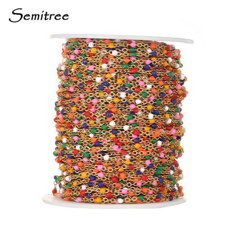 Semitree-cadenas de esmalte hechas a mano de acero inoxidable, accesorio de 2 metros para fabricación de collares, joyería hecha a mano ► Foto 1/6