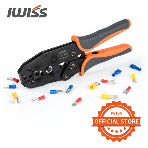 Alicates IWISS HS-30J herramientas de engaste para 22-10 AWG 0,5-6.0mm2 de coche con aislamiento terminales y conectores de engaste ► Foto 1/6