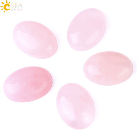 CSJA-cuenta de cabujón de cristal rosa Natural para mujer, piedra de cuarzo ovalada, sin agujero, gemas curativas, accesorios de joyería DIY, 1 ud., F531 ► Foto 1/6