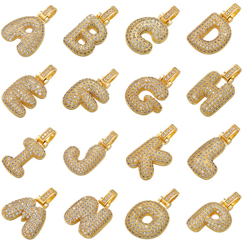 ZHUKOU 20x29mm delicado y gordo 26 carta oro colgante para las mujeres a mano hecho a mano DIY, collar, pendientes, accesorios de la joyería: VD614 ► Foto 1/6