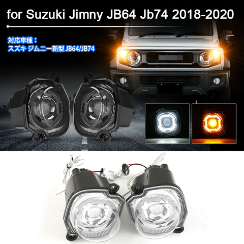 Led luz de indicación de giro de coche ronda luz de niebla para Suzuki Jimny JB64 Jb74 2022-2022 Amber la cabeza blanca marcador luz diurna ► Foto 1/6