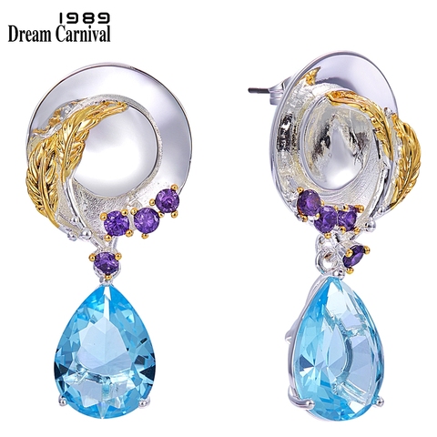 DreamCarnival1989 pendientes femeninos delicados originales para mujeres, vestidos de mujer, apariencia azul, circón cúbico, joyas únicas WE3991 ► Foto 1/6