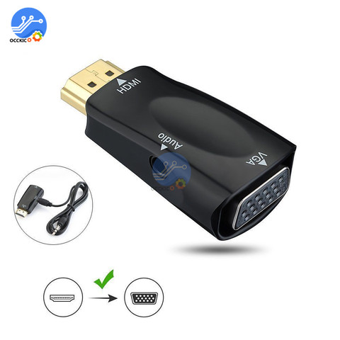 Adaptador de HDMI a VGA macho a hembra HD 1080P Audio altavoz Cable Convertidor para PC Laptop TV Box HDMI VGA adaptador ► Foto 1/6