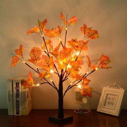 Guirnalda de plantas de arce falso para decoración interior, 24 luces LED, árbol, Navidad, Otoño, Halloween ► Foto 1/6