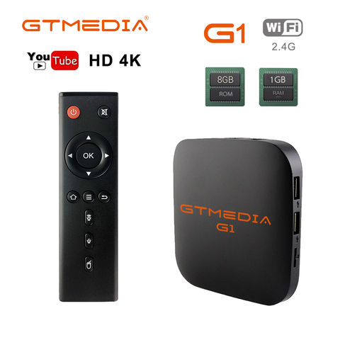 GTmedia-Smart TV Box G1, Android, decodificador de señal con 1080P, 4K, H.265, HDR, Quad Core, 1G, 8G, WIFI, Google Cast, reproductor multimedia 4, Android TV Box ► Foto 1/6