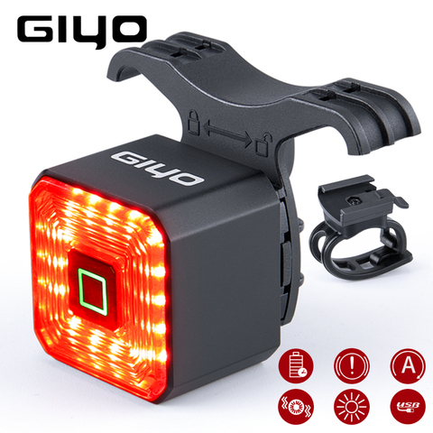 Giyo-Luz LED trasera de seguridad en ciclismo, señal de freno de encendido/apagado automático, lámpara Flash de carga USB ► Foto 1/6